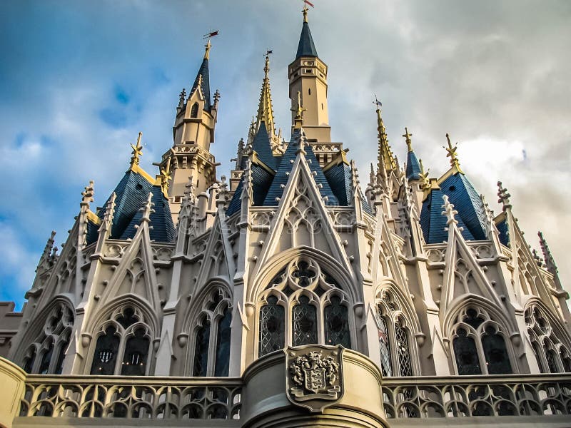 Unique prospective of Cinderella`s castle at Walt Disney World`s Magic Kingdom in Orlando Florida. Unique prospective of Cinderella`s castle at Walt Disney World`s Magic Kingdom in Orlando Florida.