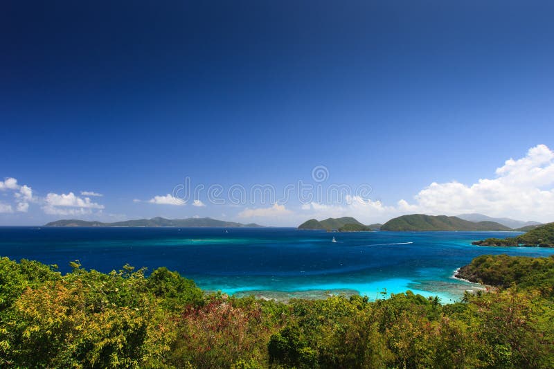 View of Trunk Bay in the Caribbean island of St john, USVI. View of Trunk Bay in the Caribbean island of St john, USVI