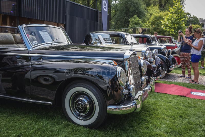 Warsaw, Poland - August 2, 2015: 1952 Mercedes-Benz W186 300D Adenauer during retro cars show in Warsaw. Warsaw, Poland - August 2, 2015: 1952 Mercedes-Benz W186 300D Adenauer during retro cars show in Warsaw