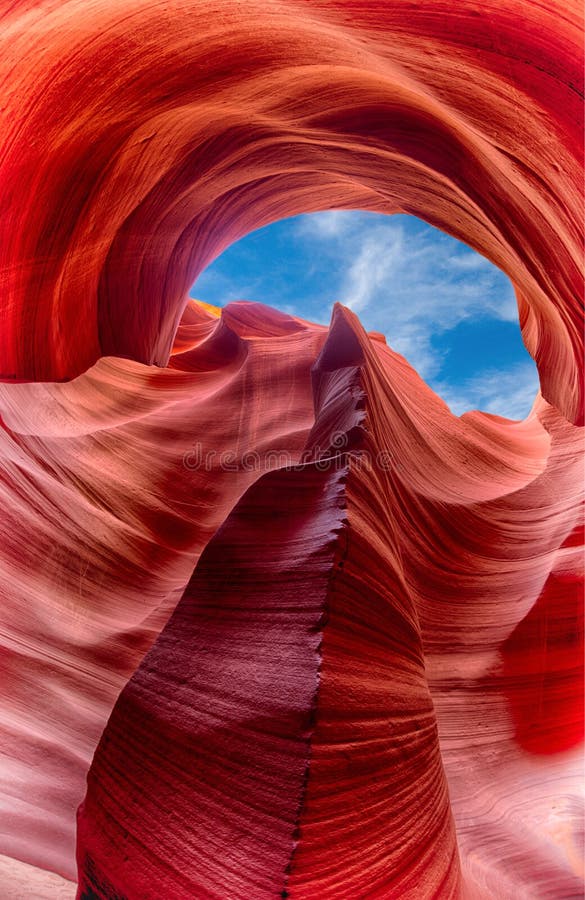 A vertical view of a slot canyon. A vertical view of a slot canyon.