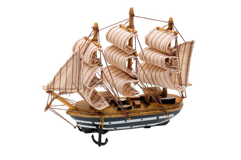 Model of sailboat made of wood and linen. Model of sailboat made of wood and linen