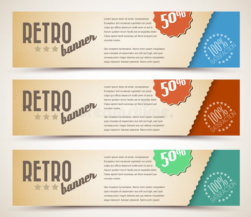 Set of retro horizontal banners - with place for your text. Set of retro horizontal banners - with place for your text