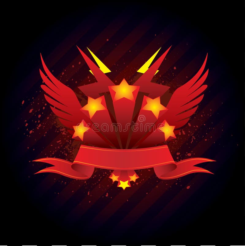 Red banner with wings an stars. Red banner with wings an stars.