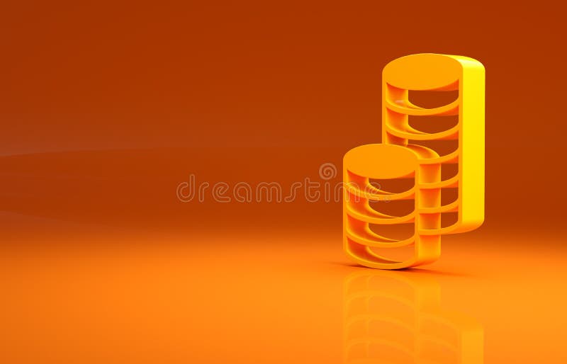 橙色背景中突显的黄色金币货币图标. 银行货币符号. 现金符号. 极简概念3d 库存例证