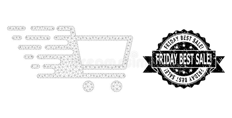 Friday Best Sale! rubber stamp seal and vector shopping cart mesh model. Black seal has Friday Best Sale! text inside ribbon and rosette. Abstract flat mesh shopping cart, designed with flat mesh. Friday Best Sale! rubber stamp seal and vector shopping cart mesh model. Black seal has Friday Best Sale! text inside ribbon and rosette. Abstract flat mesh shopping cart, designed with flat mesh.