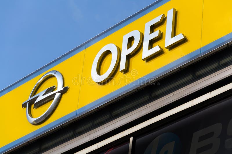 PRAGUE, CZECH REPUBLIC - NOVEMBER 5: Opel car company logo on dealership building on November 5, 2017 in Prague. PSA Group plans to cut the number of models and rein in discounts at its Opel division. PRAGUE, CZECH REPUBLIC - NOVEMBER 5: Opel car company logo on dealership building on November 5, 2017 in Prague. PSA Group plans to cut the number of models and rein in discounts at its Opel division.