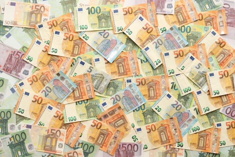 Many european euro money bills. Lot of banknotes of european union currency close up. Many european euro money bills. Lot of banknotes of european union currency close up