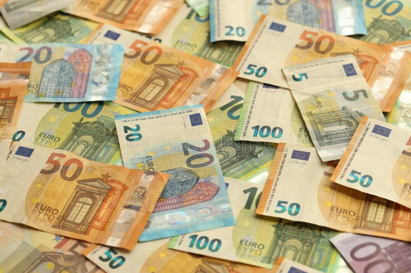 Many european euro money bills. Lot of banknotes of european union currency close up. Many european euro money bills. Lot of banknotes of european union currency close up