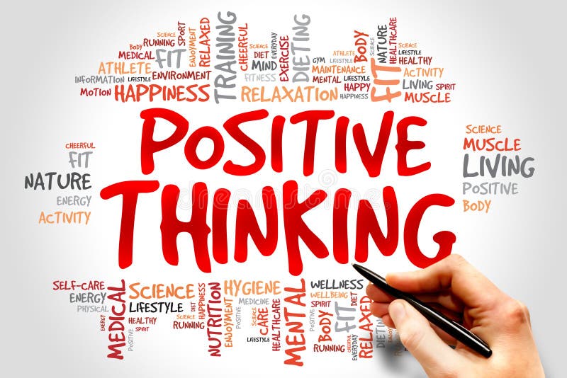 Positive thinking word cloud, health concept. Positive thinking word cloud, health concept