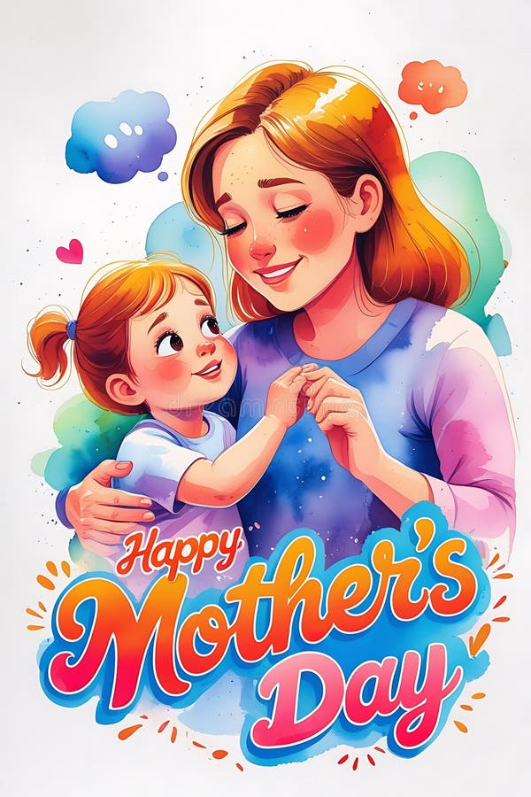 母亲和女儿庆祝母亲的日间艺术 向量例证
