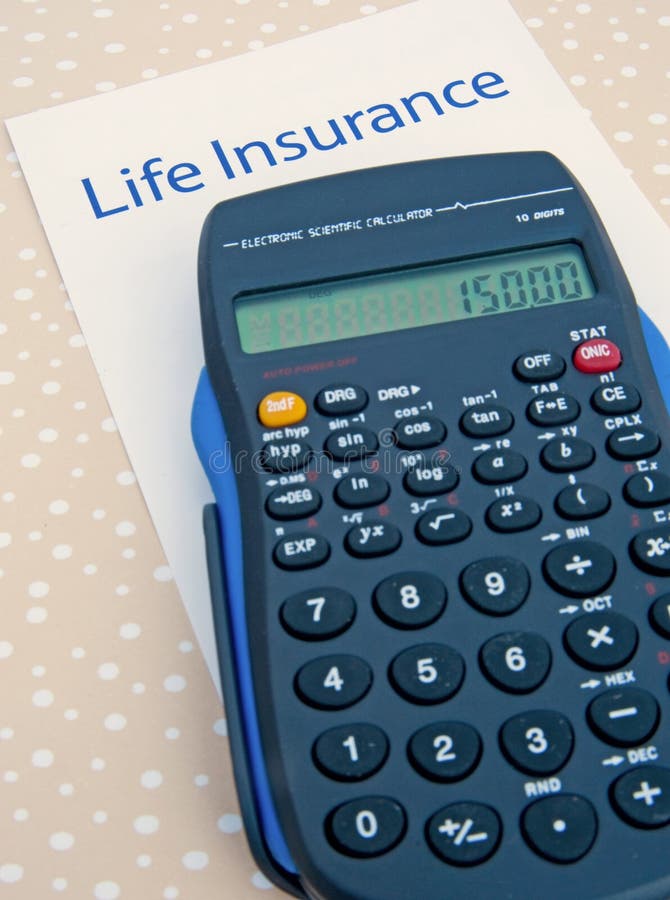 A macro image of the text 'Life Insurance' with a calculator emphasizing the statistical functions on the keyboard. A macro image of the text 'Life Insurance' with a calculator emphasizing the statistical functions on the keyboard.