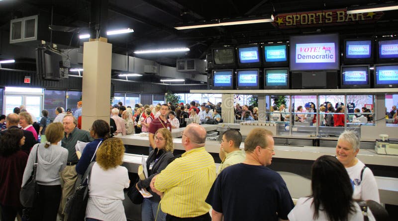 Crowd standing in line to register at the 3/29/08 Democratic convention for Senate District 7, held at Sam Houston Raceway Park in Houston, Texas. Crowd standing in line to register at the 3/29/08 Democratic convention for Senate District 7, held at Sam Houston Raceway Park in Houston, Texas.