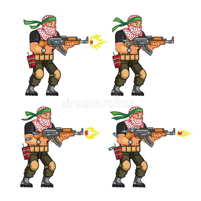 Vector Cartoon of Militia Sprite Sheet for Animation or Game Project. Vector Cartoon of Militia Sprite Sheet for Animation or Game Project