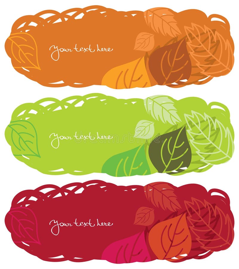 Three horizontal autumn banners with text. Three horizontal autumn banners with text