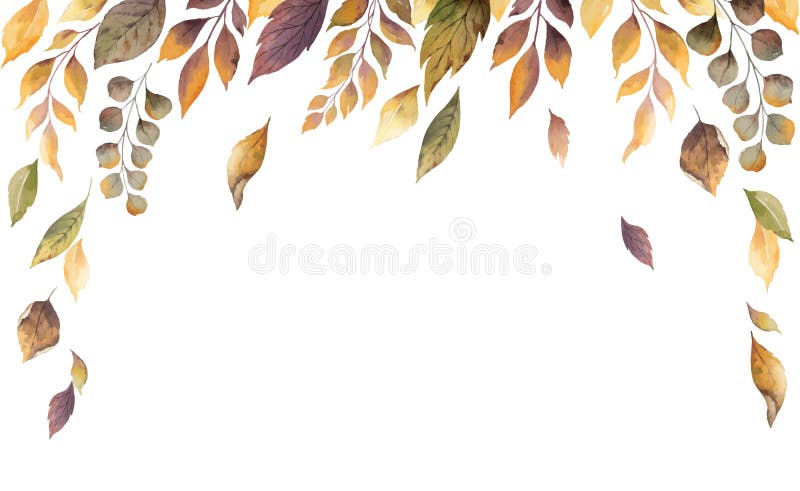 水彩传染媒介与在白色背景隔绝的落叶的秋天卡片 向量例证 水彩传染媒介与在白色背景隔绝的落叶的秋天卡片 向量例证