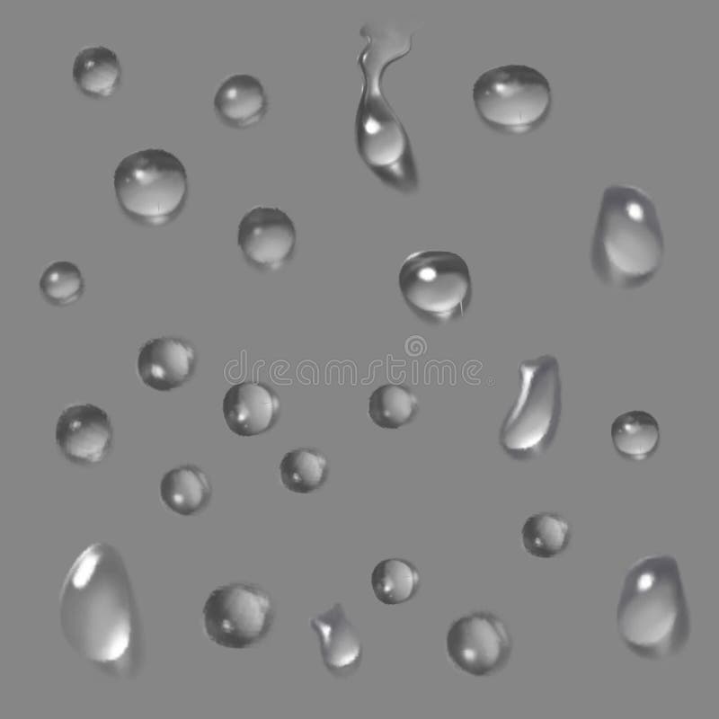 水雨下落或在透明背景隔绝的蒸汽阵雨 浓缩的现实纯净的小滴 清楚的传染媒介 库存例证 水雨下落或在透明背景隔绝的蒸汽阵雨 浓缩的现实纯净的小滴 清楚的传染媒介 库存例证