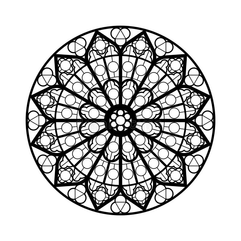 Rose stained glass window stylized in black and white. Rose stained glass window stylized in black and white