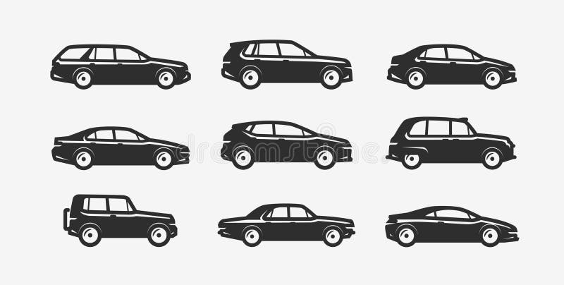 Car icon set. Transport, transportation symbol Silhouette vector. Car icon set. Transport, transportation symbol Silhouette vector