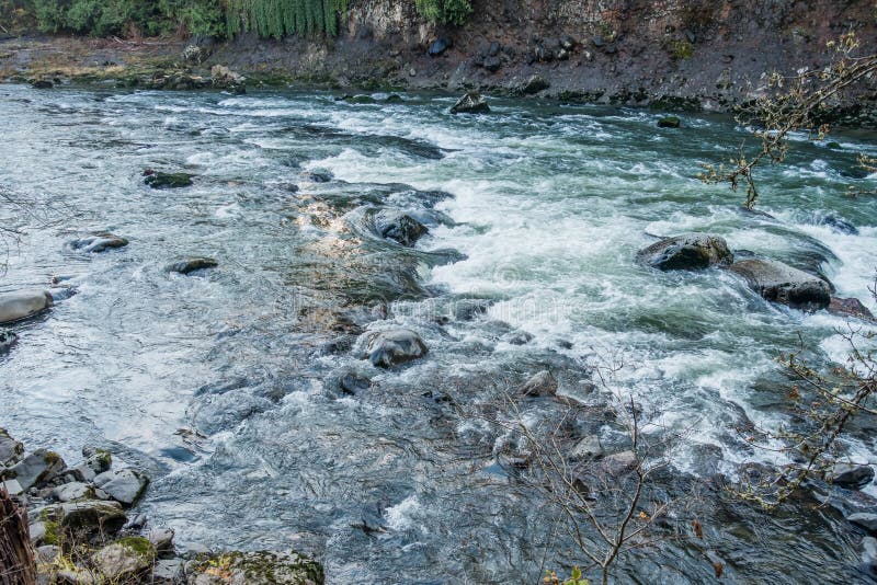 A veiw of whitewater rapids on the Snoqualmie River in Washington State. A veiw of whitewater rapids on the Snoqualmie River in Washington State.