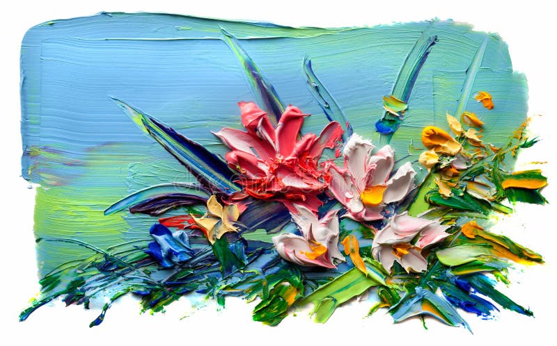 抽象油画，一朵花库存例证. 插画包括有艺术, 附庸风雅, 创造性