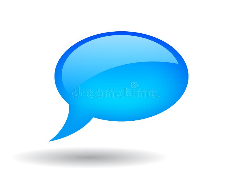 Blue glossy speech bubble illustration. Blue glossy speech bubble illustration