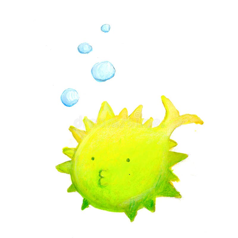 Funny comic puffy bubble fish. Funny comic puffy bubble fish