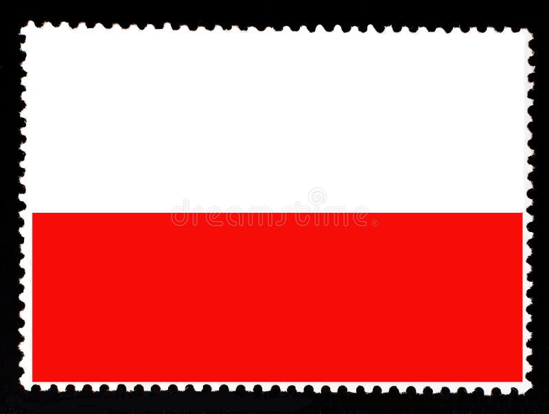 波兰例证国旗  波兰的旗子的正式颜色和比例 在黑backgr隔绝的老邮票