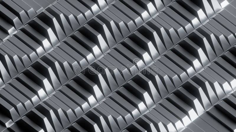 波浪金属纹理现代壁纸三维渲染抽象工业背景 库存例证