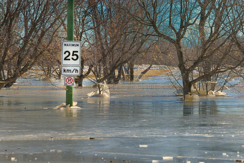 Selkirk, Manitoba, Canada. The worst ice jam in local history causes flooding, closing Selkirk Bridge over Red River, flooding highway and causing evacuations. Subzero temperatures causes flooded overflow to freeze. Selkirk, Manitoba, Canada. The worst ice jam in local history causes flooding, closing Selkirk Bridge over Red River, flooding highway and causing evacuations. Subzero temperatures causes flooded overflow to freeze.