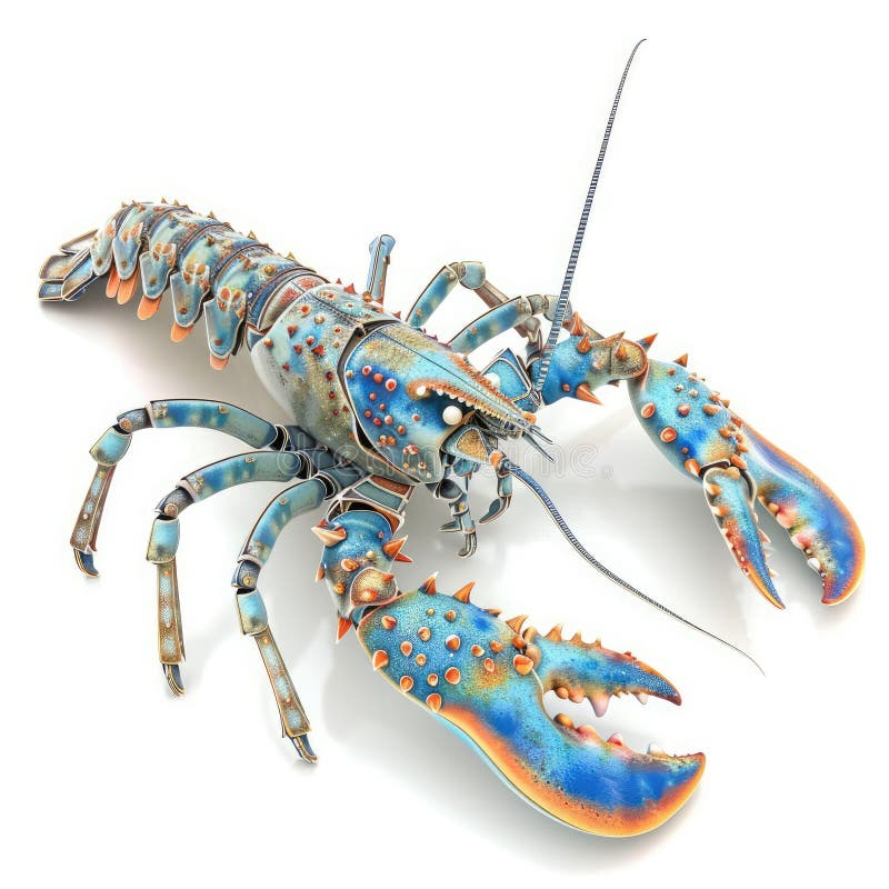 活蓝龙虾的3D细化甲壳纲 向量例证