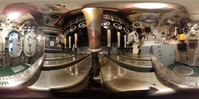 Warship / battleship in VR 360 reality - interior view - machinery engine room. Warship / battleship in VR 360 reality - interior view - machinery engine room