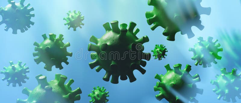 Coronavirus cells floating, epidemic pandemic flu virus infection, asian flu concept, cell micro view. 3d illustration. Coronavirus cells floating, epidemic pandemic flu virus infection, asian flu concept, cell micro view. 3d illustration