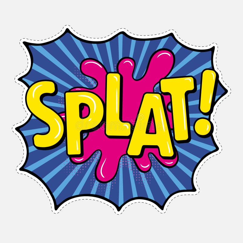 SPLAT pop art comic text speech bubble Cartoon balloon expression sound. Sticker tag. Comic book pop art vector illustration. SPLAT pop art comic text speech bubble Cartoon balloon expression sound. Sticker tag. Comic book pop art vector illustration