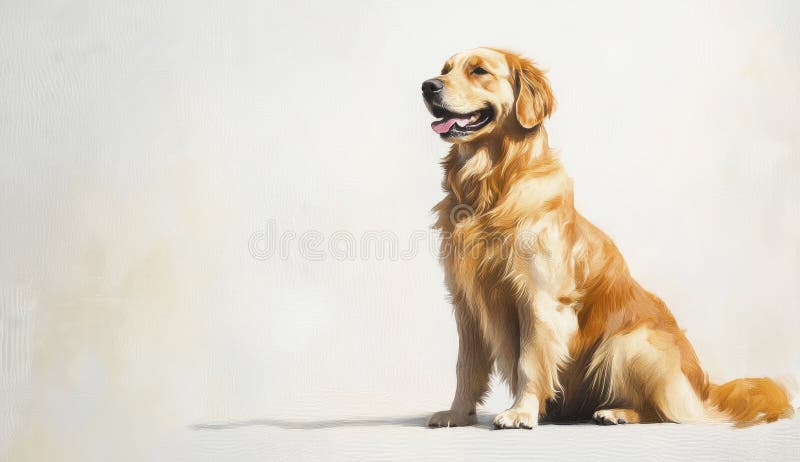 浅米色背景下金毛犬肖像注意犬 向量例证