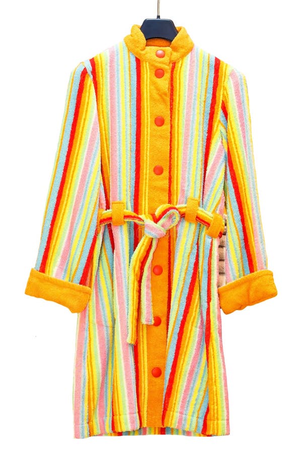 Colorful fresh bath robe with straps isolated. Colorful fresh bath robe with straps isolated