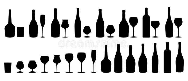 A set of wine glass cup in silhouette. A set of wine glass cup in silhouette