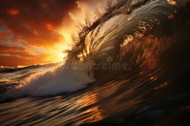 海啸巨浪在海洋中汹涌澎湃的威力 图库摄影