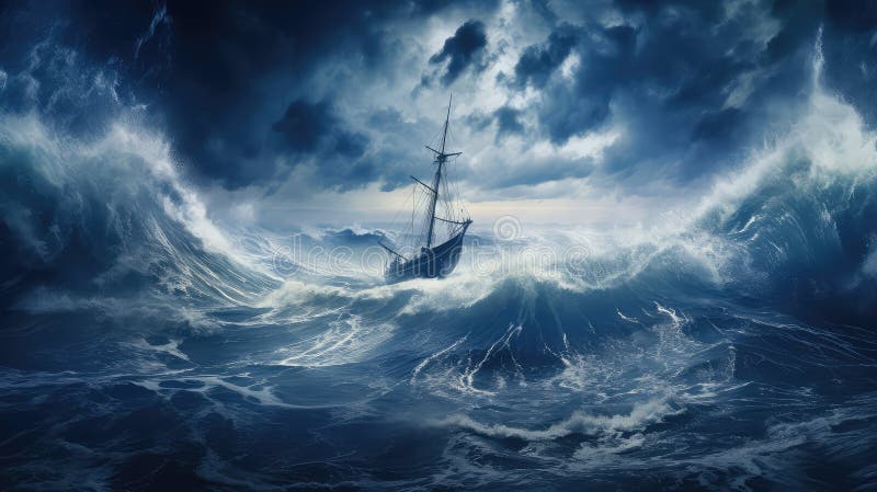 海洋蓝色风暴背景 库存例证
