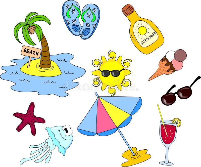 Beach icon set, vector illustration picture for your design. Beach icon set, vector illustration picture for your design
