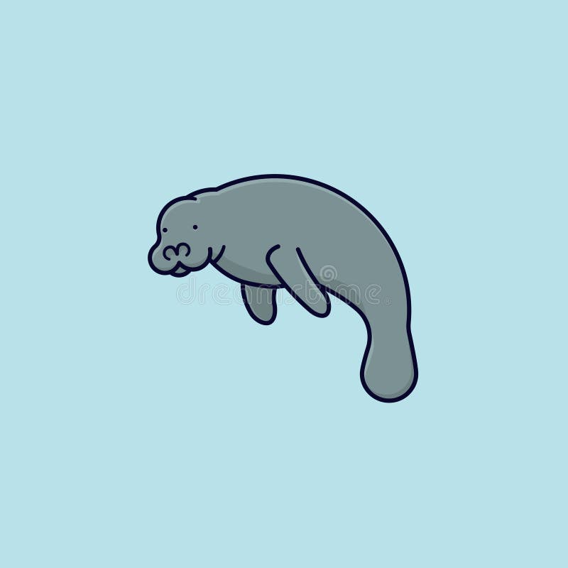 Sea cow vector illustration for Manatee Appreciation Day on March 25th. Marine mammal color symbol. Sea cow vector illustration for Manatee Appreciation Day on March 25th. Marine mammal color symbol