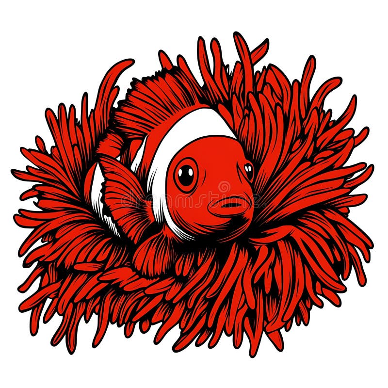 海葵中的小丑鱼 — 海洋生物的生动例证 皇族释放例证