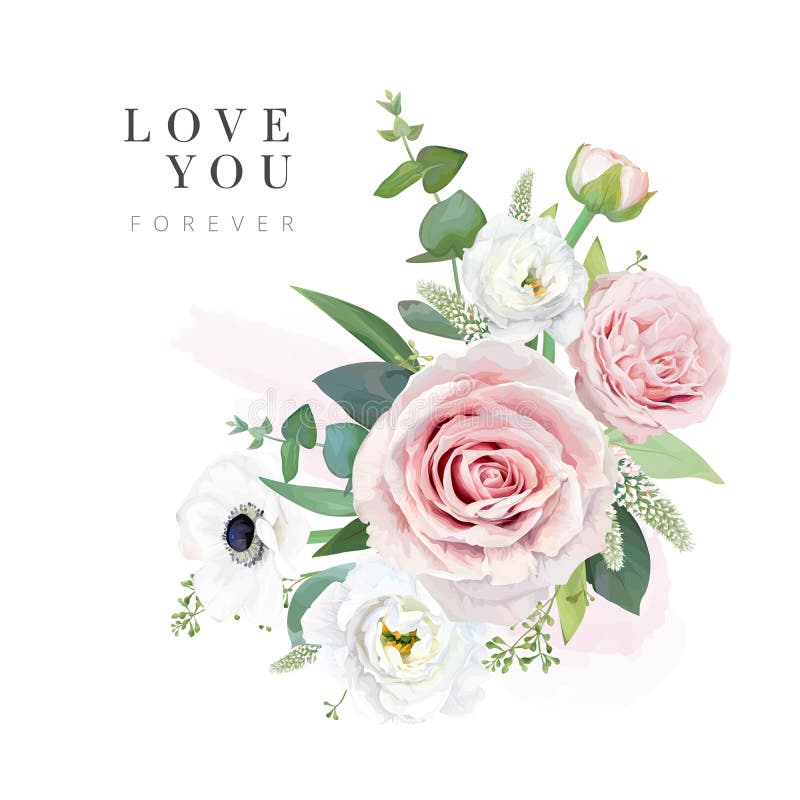 淡花水彩问候模板. vector wedding invite保存日期情人节贺卡设计. 粉红色花园 皇族释放例证