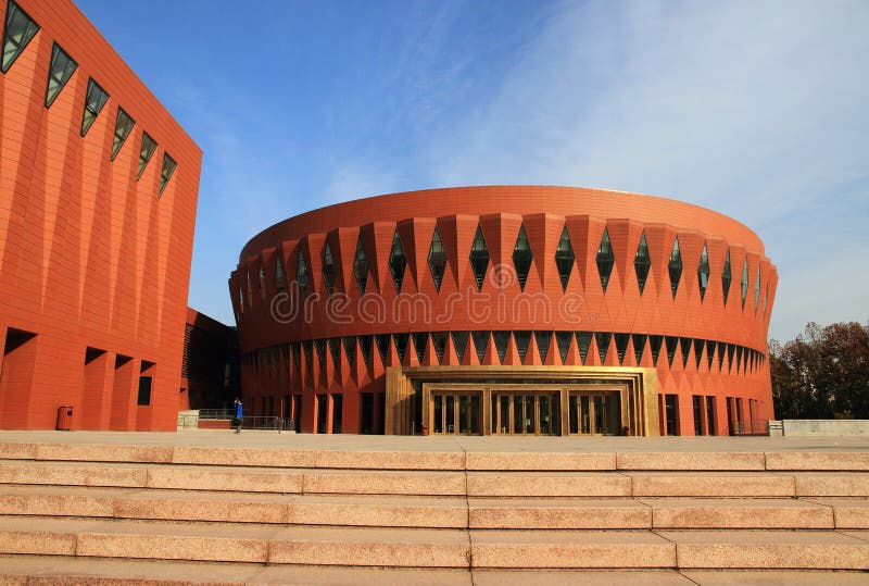 This is the Music Hall , a new landmark of Tsinghua University in Beijing, China. This is the Music Hall , a new landmark of Tsinghua University in Beijing, China.