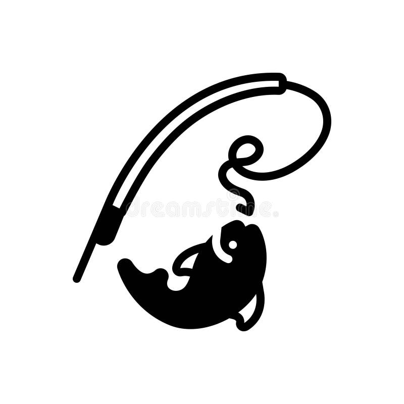 渔业和鱼竿的黑色实心图标 向量例证