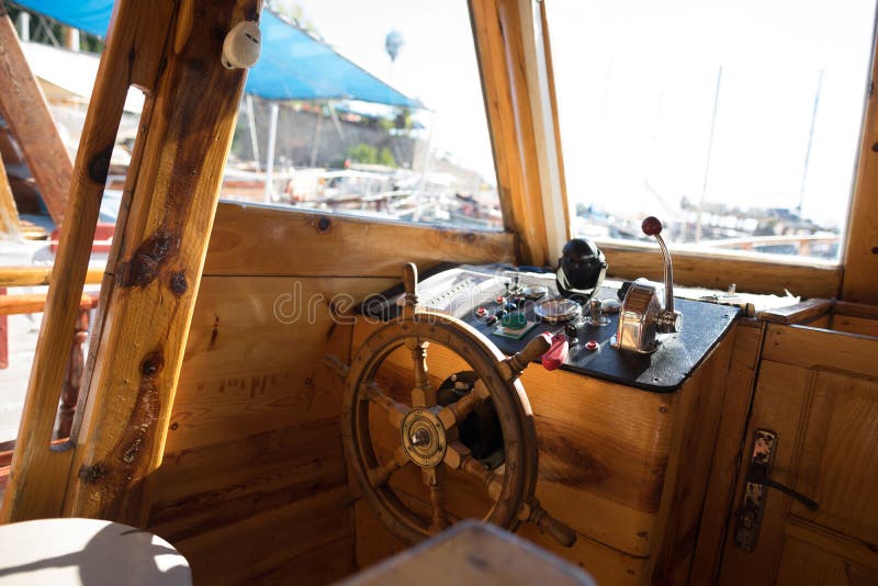 Cockpit of an old fishing boat. Cockpit of an old fishing boat