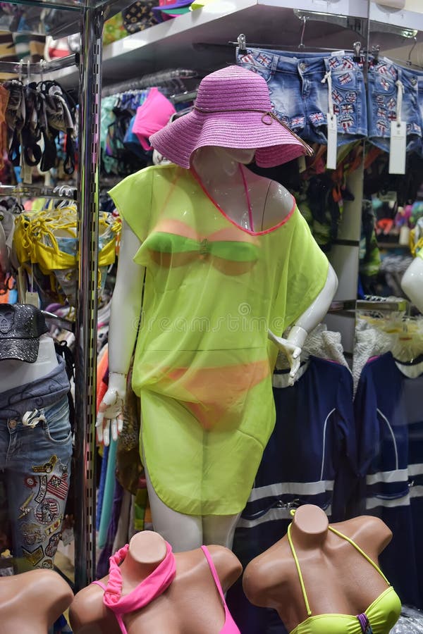 Mannequin in a bathing suit in the window. Mannequin in a bathing suit in the window
