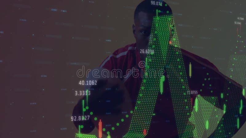 滑图叠加显示金融增长，男运动员转向短跑 股票视频