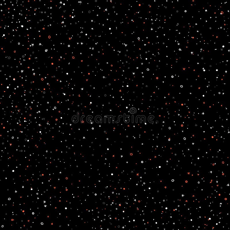 满天星斗的天空手凹道无缝的样式、乱画圆环和十字架在星系和星样式-不尽的背景 星系 库存例证