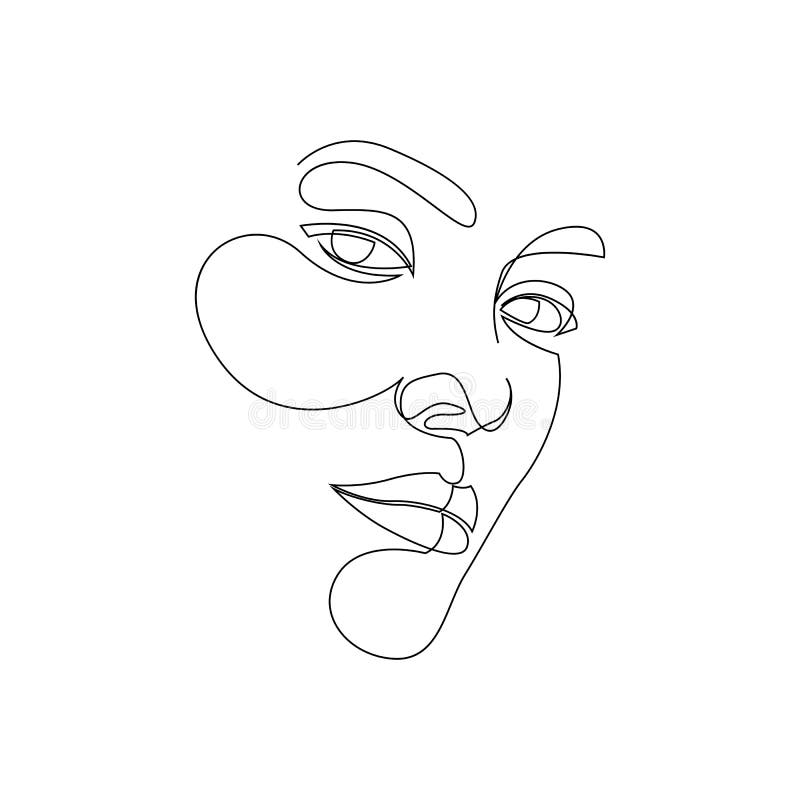 漂亮女脸肖像的最小和抽象连续线画 白色时尚美容模特 皇族释放例证 漂亮女脸肖像的最小和抽象连续线画 白色时尚美容模特 皇族释放例证