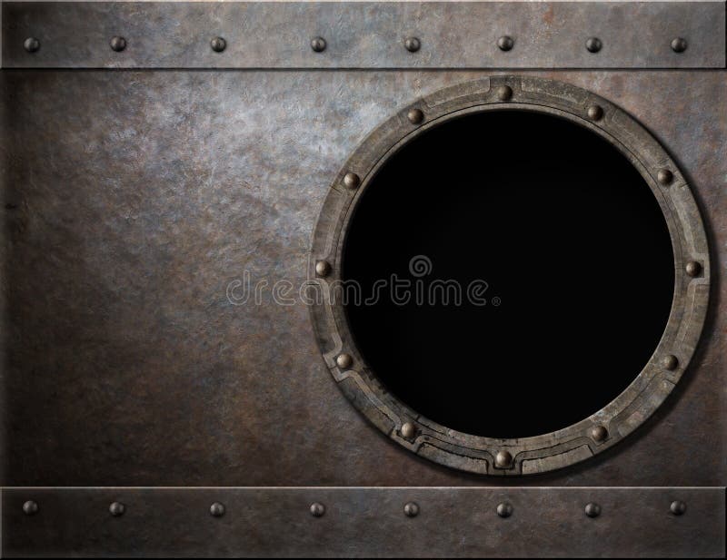 Submarine or battleship porthole metal background. Submarine or battleship porthole metal background